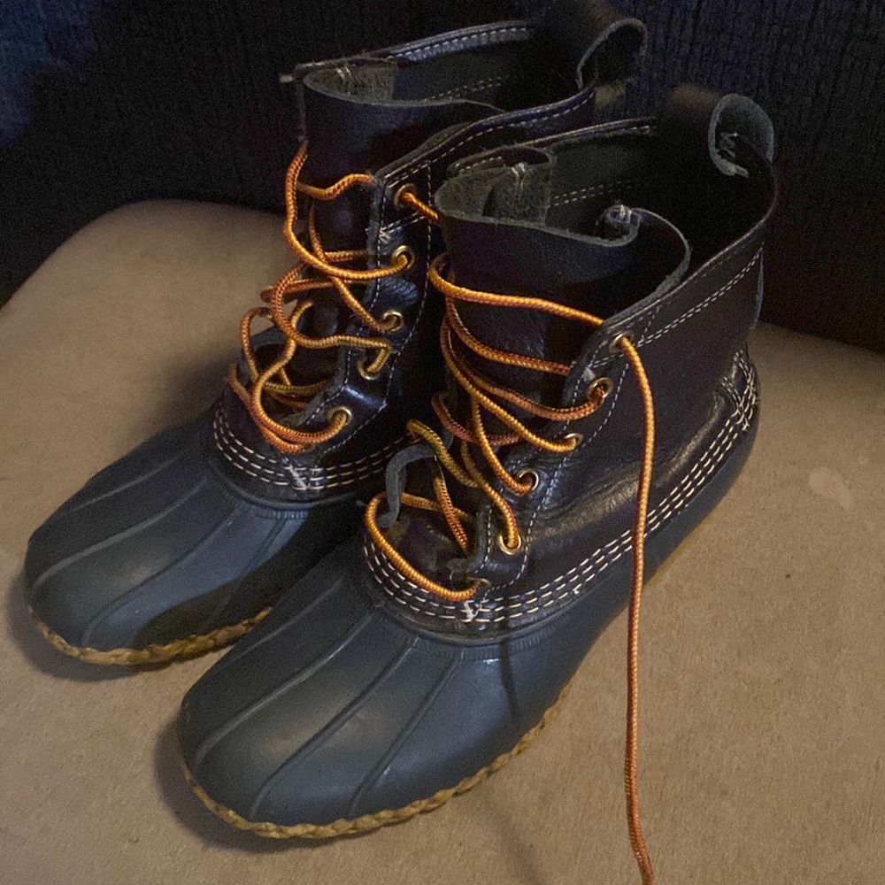 L.L. Bean Men's Black and Orange Rain Boots